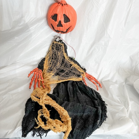 DECOR WALTHER Other - VTG Pumpkin Halloween‎ Pumpkin Ghost decor plastic 90's Spooky Skeleton